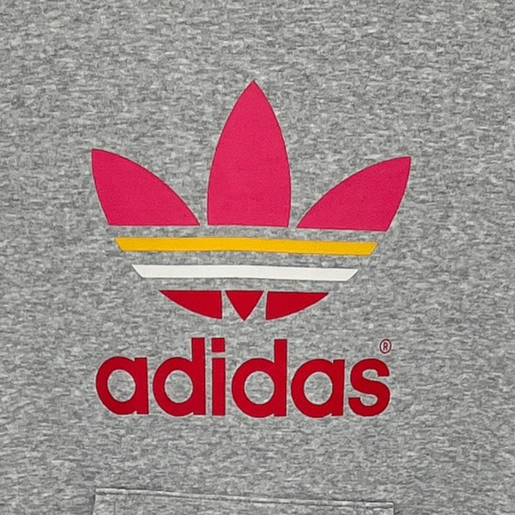 Adidas Originals Trefoil Rainbow Logo Gray Hoodie Sweatshirt Size Small - Picture 3 of 12